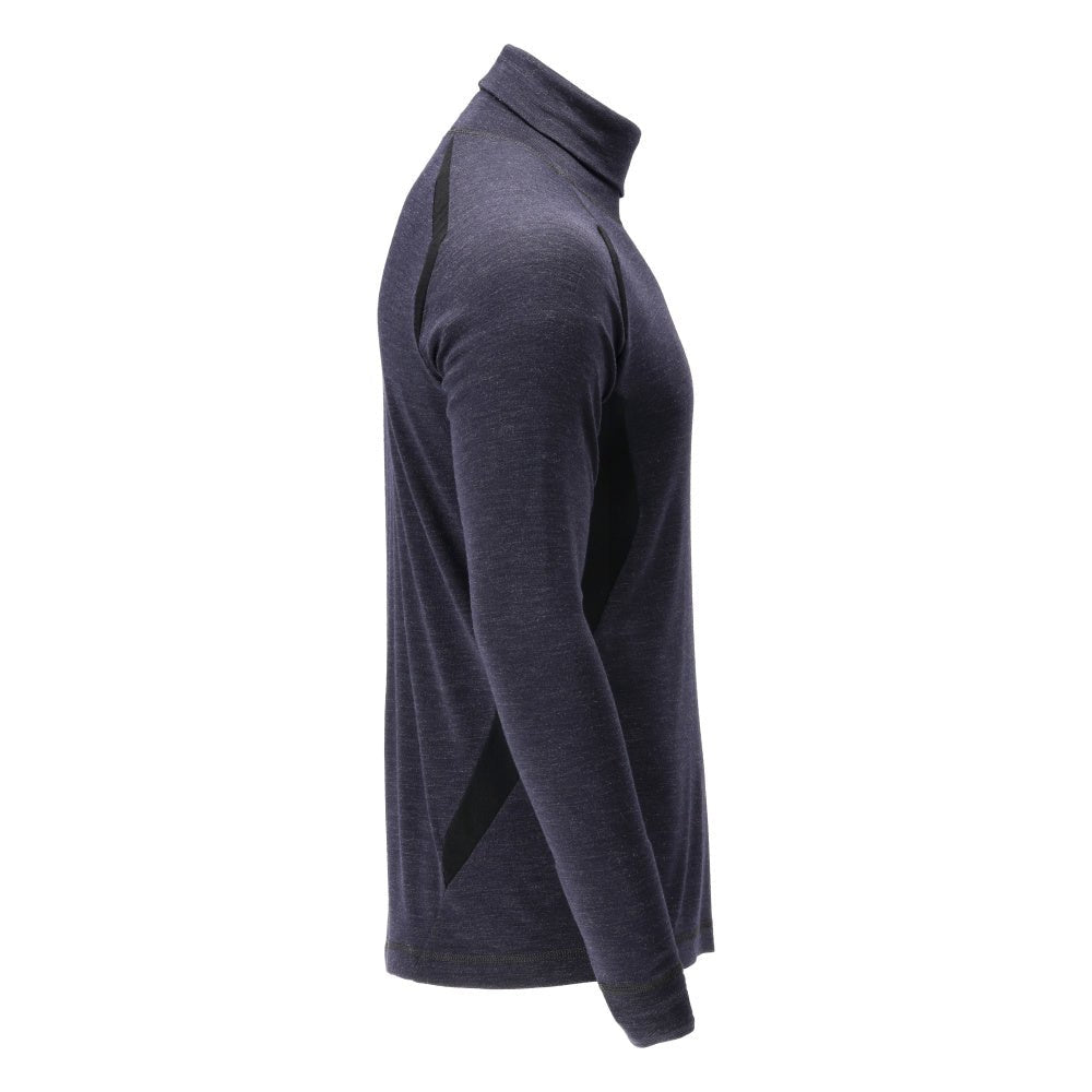 Camiseta funcional, gola alta, camiseta de lã Multisafe, preto-azul