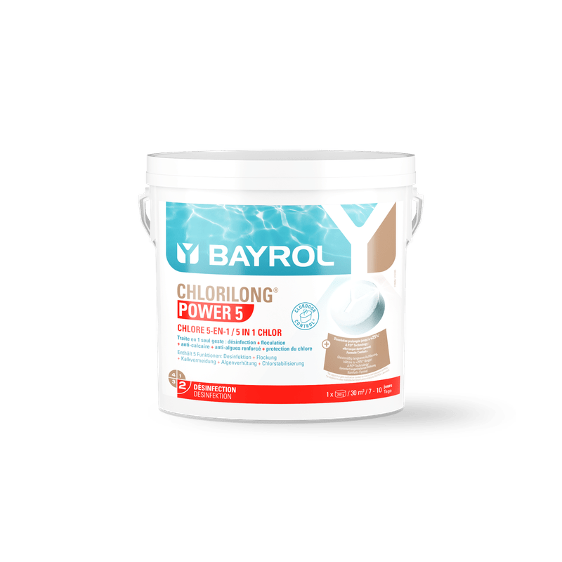 BAYROL Chlorilong® POWER5 Pastilhas de cloro de dissolução lenta com 5 funções