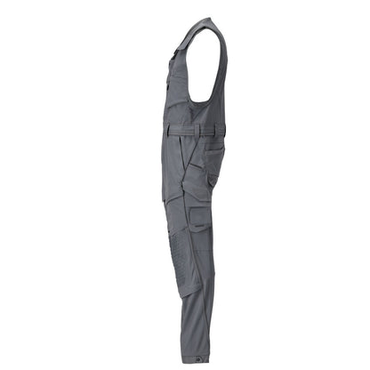 Calças combinadas com bolsos nos joelhos, calças combinadas elásticas, cinza antracite