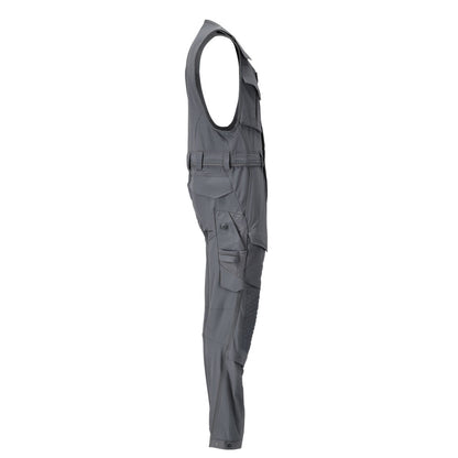 Calças combinadas com bolsos nos joelhos, calças combinadas elásticas, cinza antracite