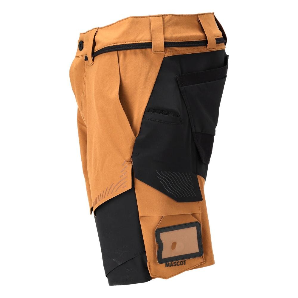Shorts, stretch, shorts leves, marrom/preto