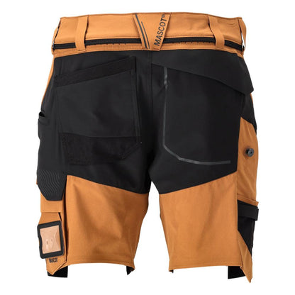 Shorts, stretch, shorts leves, marrom/preto