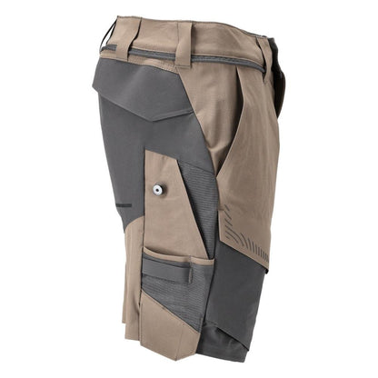 Shorts, stretch, shorts leves, bege areia escuro/cinza antracite