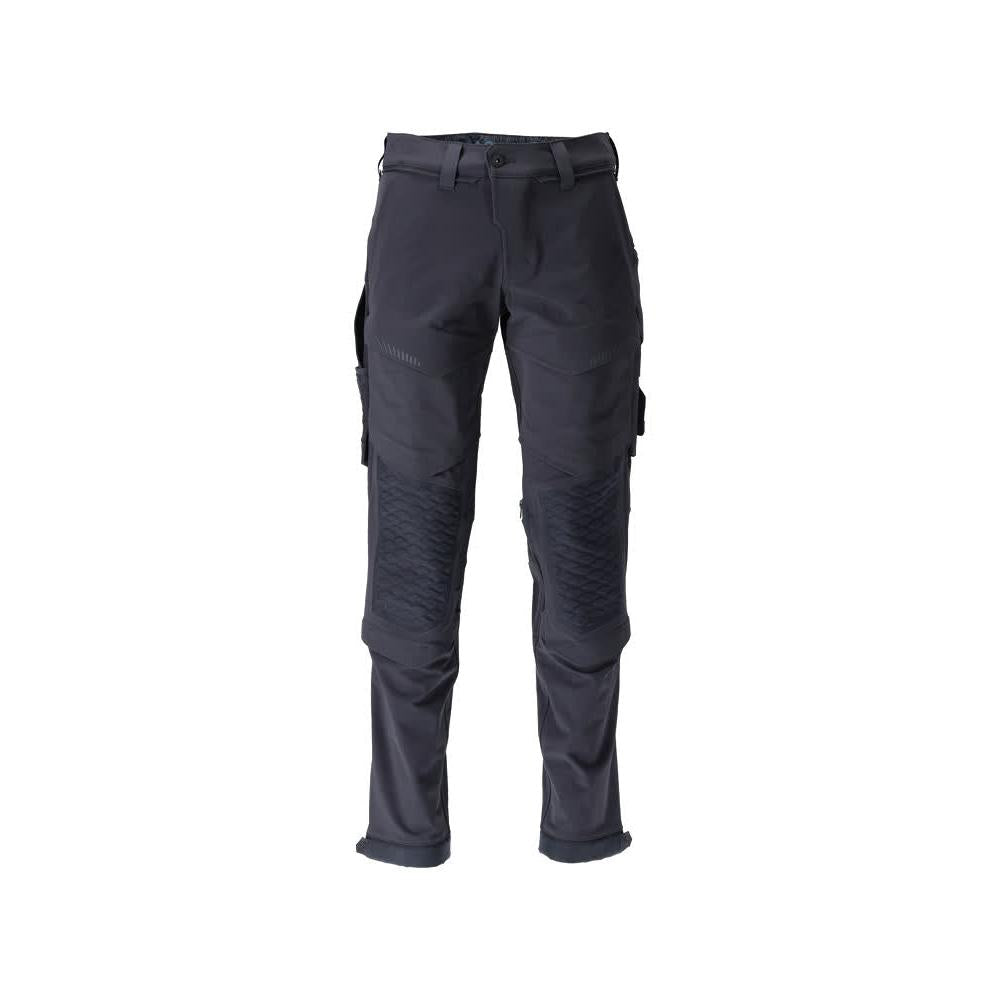Calças, bolsos nos joelhos, duráveis, calças elásticas, preto-azul