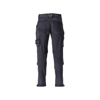 Calças, bolsos nos joelhos, duráveis, calças elásticas, preto-azul