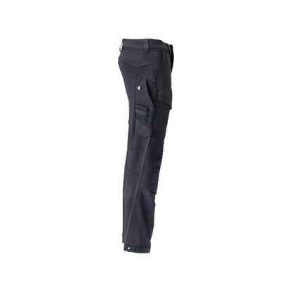 Calças, bolsos nos joelhos, duráveis, calças elásticas, preto-azul