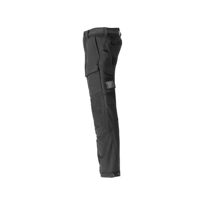 Calças, bolsos nos joelhos, duráveis, calças elásticas, pretas