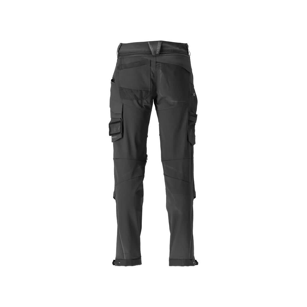 Calças, bolsos nos joelhos, duráveis, calças elásticas, pretas