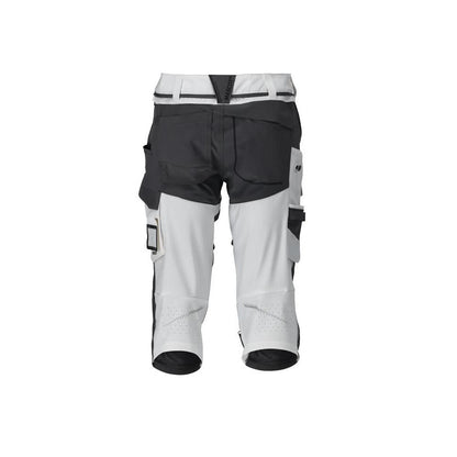 Calças três quartos, bolsos nos joelhos, calças stretch artesão três quartos, branco/cinza antracite