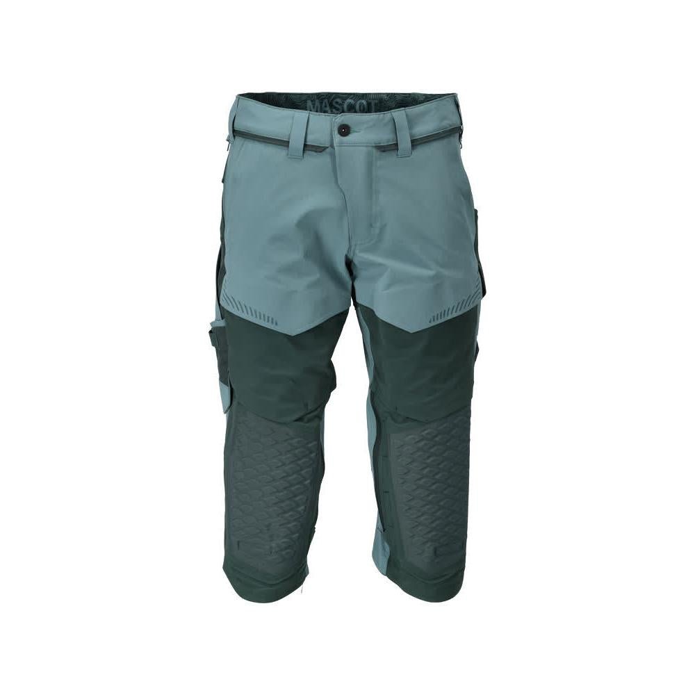 Calças três quartos, bolsos nos joelhos, calças stretch artesão três quartos, verde floresta claro/verde floresta