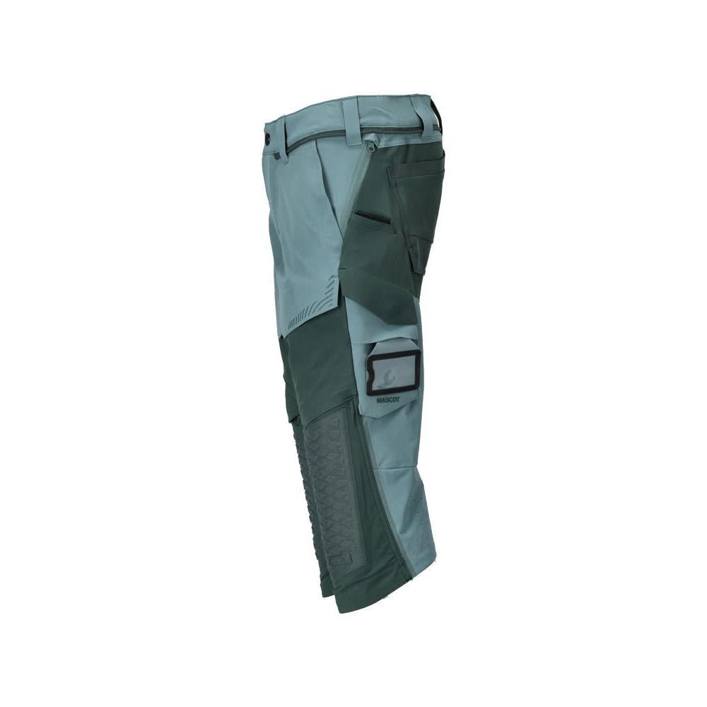 Calças três quartos, bolsos nos joelhos, calças stretch artesão três quartos, verde floresta claro/verde floresta