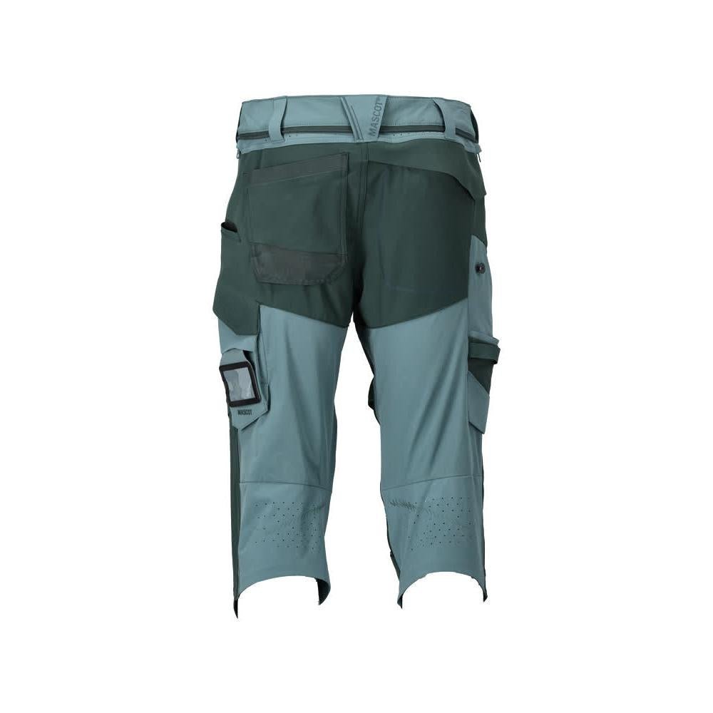 Calças três quartos, bolsos nos joelhos, calças stretch artesão três quartos, verde floresta claro/verde floresta
