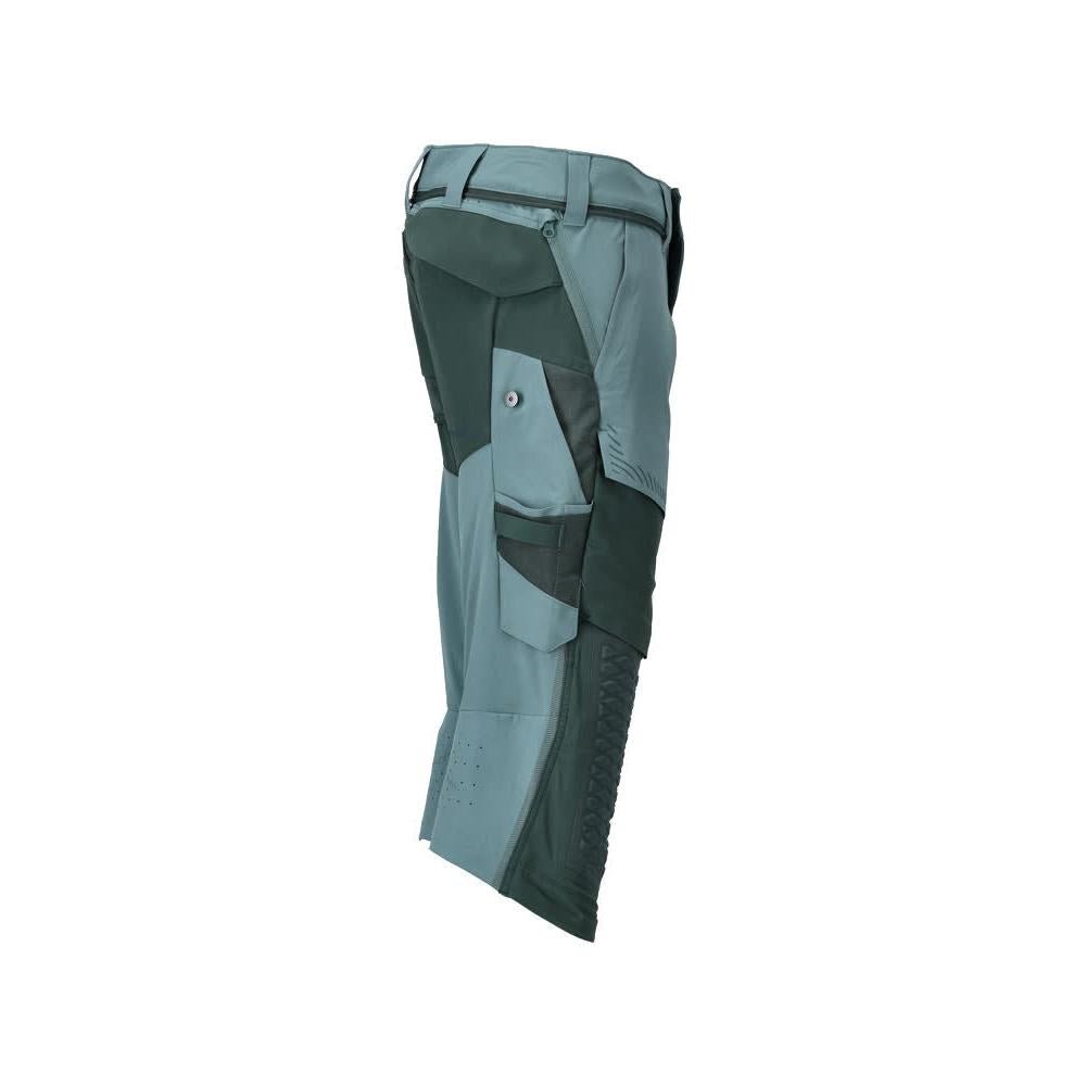 Calças três quartos, bolsos nos joelhos, calças stretch artesão três quartos, verde floresta claro/verde floresta