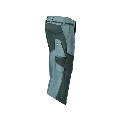 Calças três quartos, bolsos nos joelhos, calças stretch artesão três quartos, verde floresta claro/verde floresta