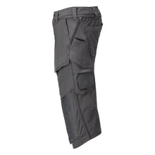 Calças três quartos, bolsos nos joelhos, calças stretch artesão três quartos, cinza antracite