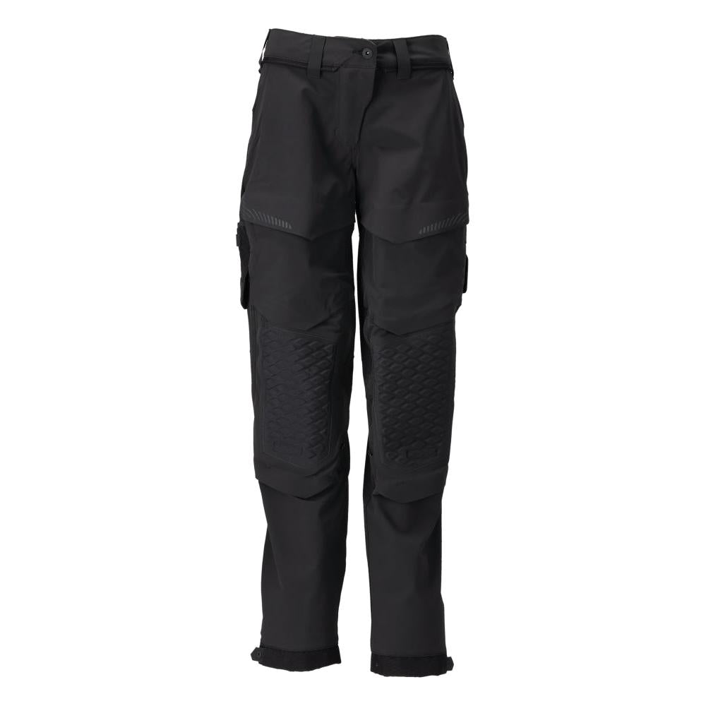 Calças com bolsos nos joelhos, calças femininas, pretas
