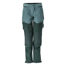 Calças com bolsos nos joelhos, calças femininas, verde floresta claro/verde floresta