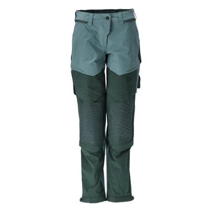 Calças com bolsos nos joelhos, calças femininas, verde floresta claro/verde floresta