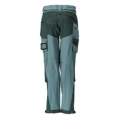 Calças com bolsos nos joelhos, calças femininas, verde floresta claro/verde floresta