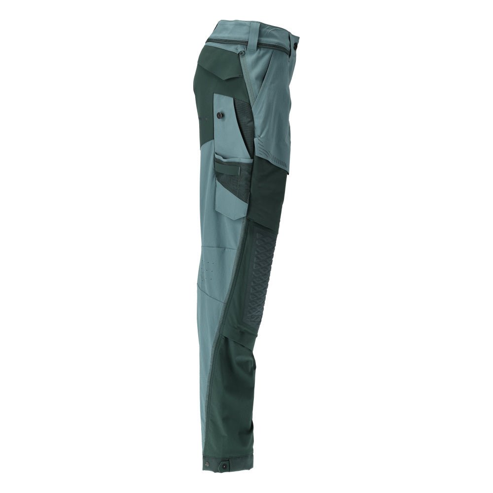 Calças com bolsos nos joelhos, calças femininas, verde floresta claro/verde floresta