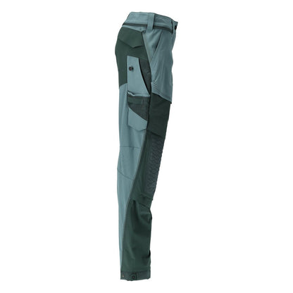 Calças com bolsos nos joelhos, calças femininas, verde floresta claro/verde floresta