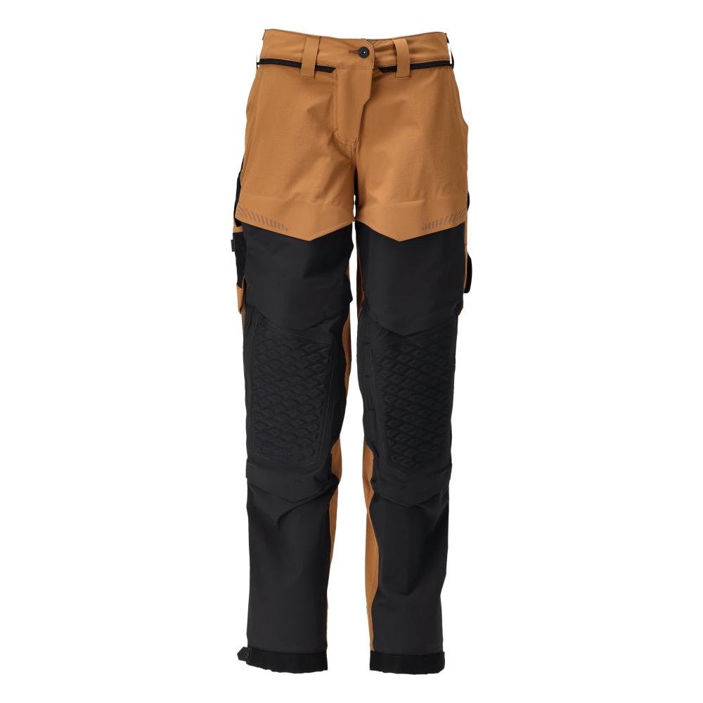 Calças com bolsos nos joelhos, calças de senhora, castanho noz/preto