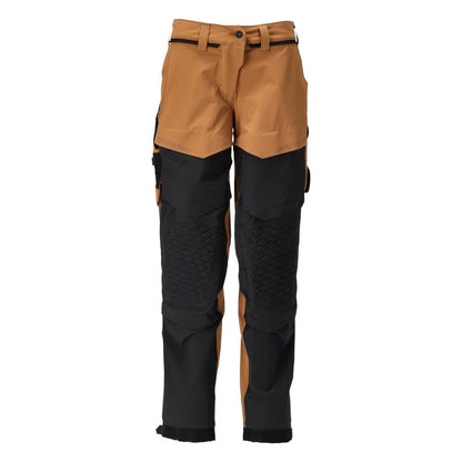 Calças com bolsos nos joelhos, calças de senhora, castanho noz/preto