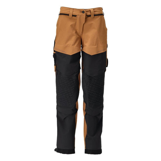 Calças com bolsos nos joelhos, calças de senhora, castanho noz/preto