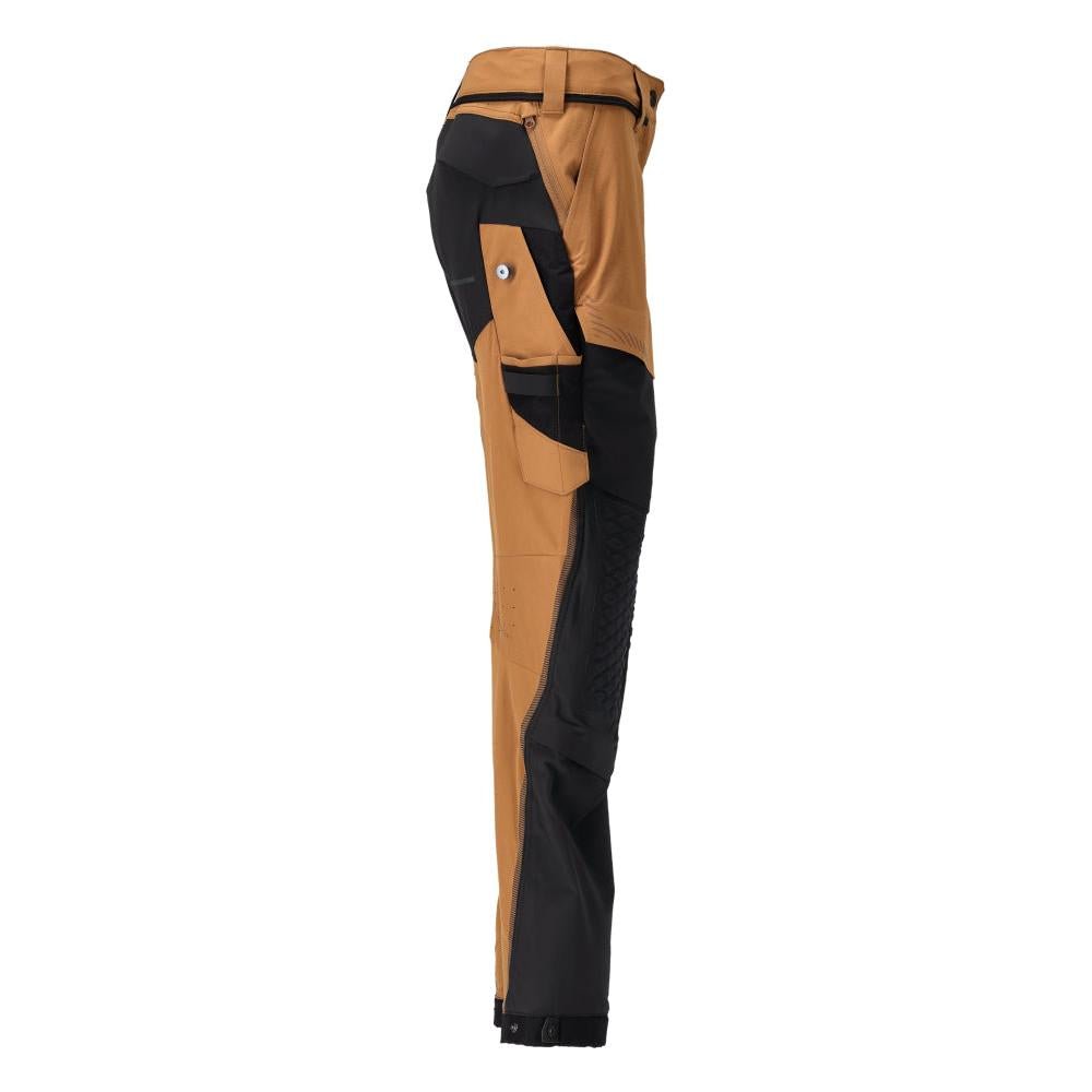 Calças com bolsos nos joelhos, calças de senhora, castanho noz/preto