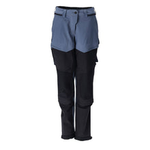 Calças com bolsos nos joelhos, calças de senhora, azul pedra/azul preto