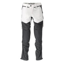Calças, bolsos nos joelhos, stretch, calças claras, branco/cinza antracite