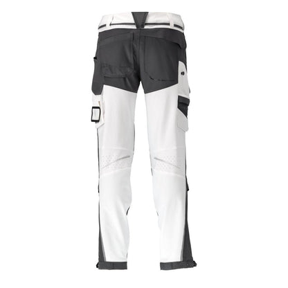 Calças, bolsos nos joelhos, stretch, calças claras, branco/cinza antracite
