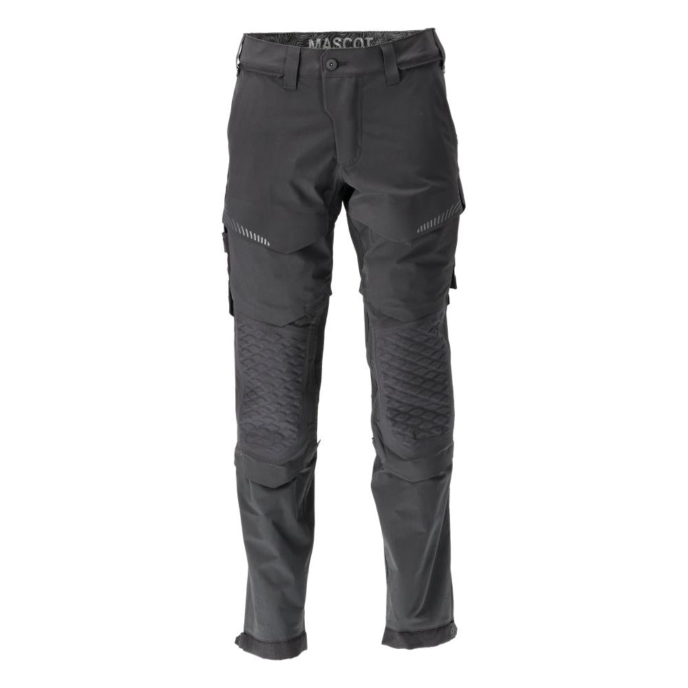 Calças, bolsos nos joelhos, stretch, calças leves, pretas