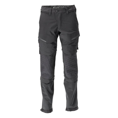 Calças, bolsos nos joelhos, stretch, calças leves, pretas
