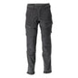 Calças, bolsos nos joelhos, stretch, calças leves, pretas