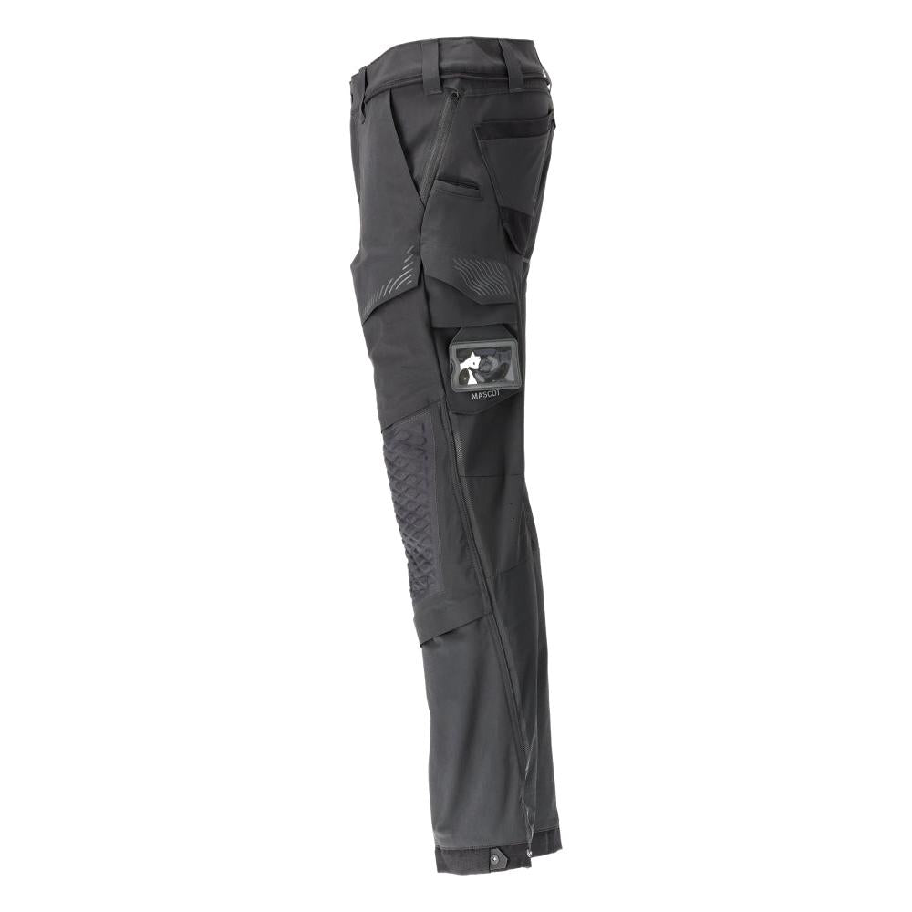 Calças, bolsos nos joelhos, stretch, calças leves, pretas