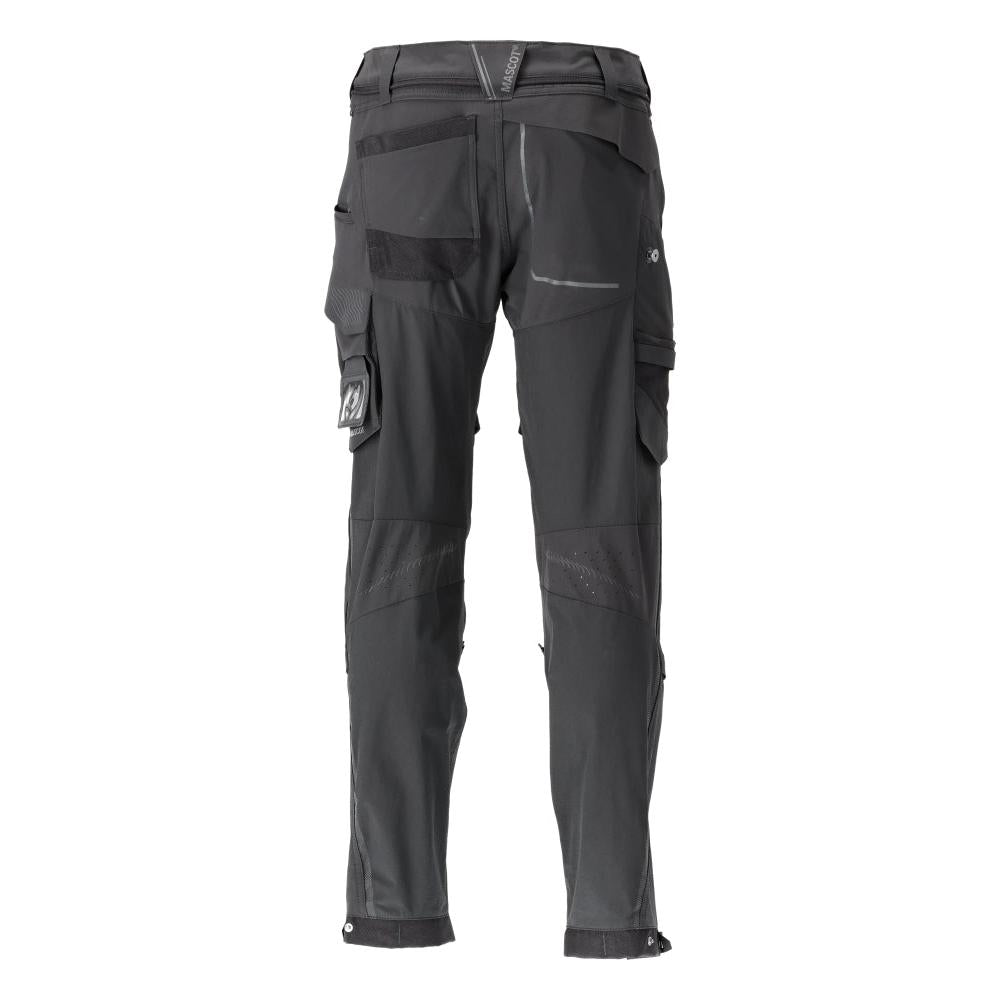Calças, bolsos nos joelhos, stretch, calças leves, pretas