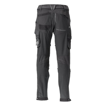 Calças, bolsos nos joelhos, stretch, calças leves, pretas
