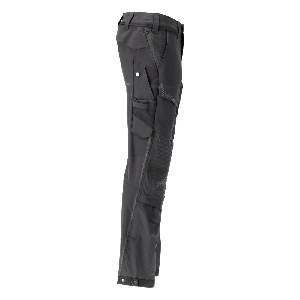 Calças, bolsos nos joelhos, stretch, calças leves, pretas