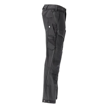 Calças, bolsos nos joelhos, stretch, calças leves, pretas