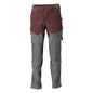 Calças, bolsos nos joelhos, stretch, calças claras, bordô/cinza antracite