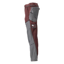 Calças, bolsos nos joelhos, stretch, calças claras, bordô/cinza antracite