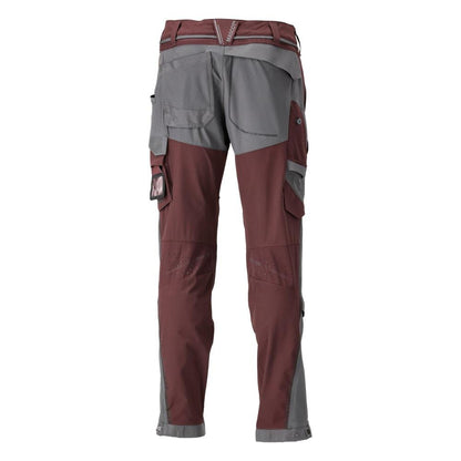 Calças, bolsos nos joelhos, stretch, calças claras, bordô/cinza antracite