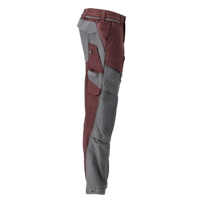 Calças, bolsos nos joelhos, stretch, calças claras, bordô/cinza antracite