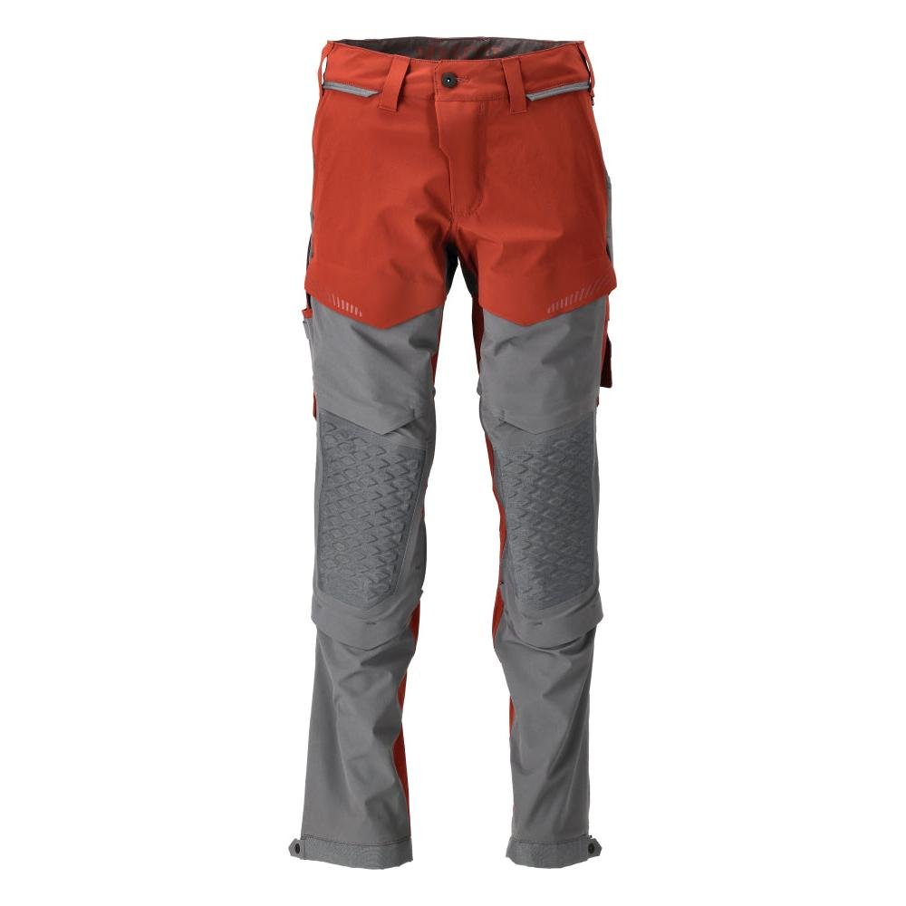 Calças, bolsos nos joelhos, stretch, calças claras, vermelho outono/cinza antracite