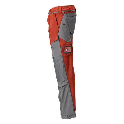 Calças, bolsos nos joelhos, stretch, calças claras, vermelho outono/cinza antracite