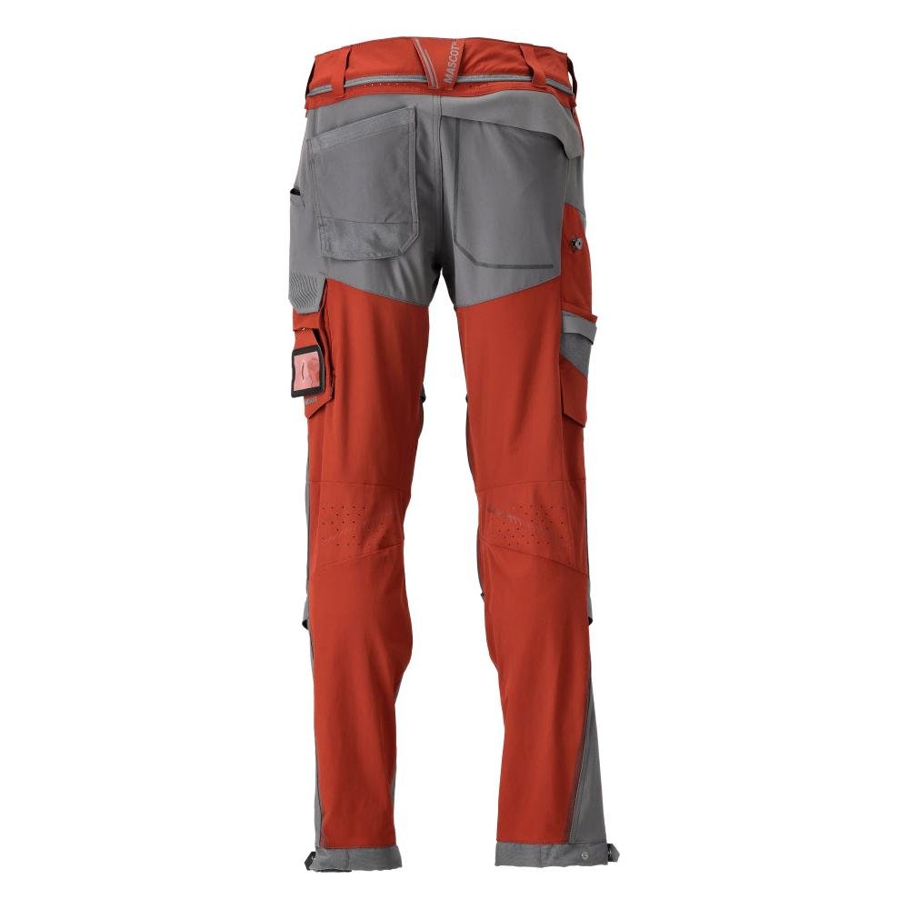Calças, bolsos nos joelhos, stretch, calças claras, vermelho outono/cinza antracite