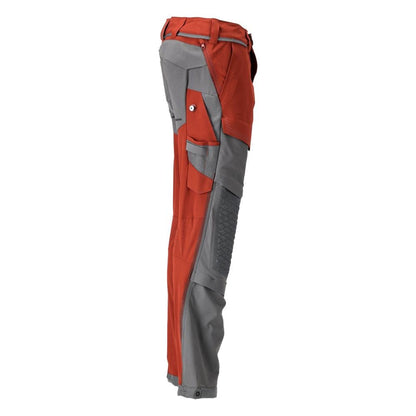 Calças, bolsos nos joelhos, stretch, calças claras, vermelho outono/cinza antracite