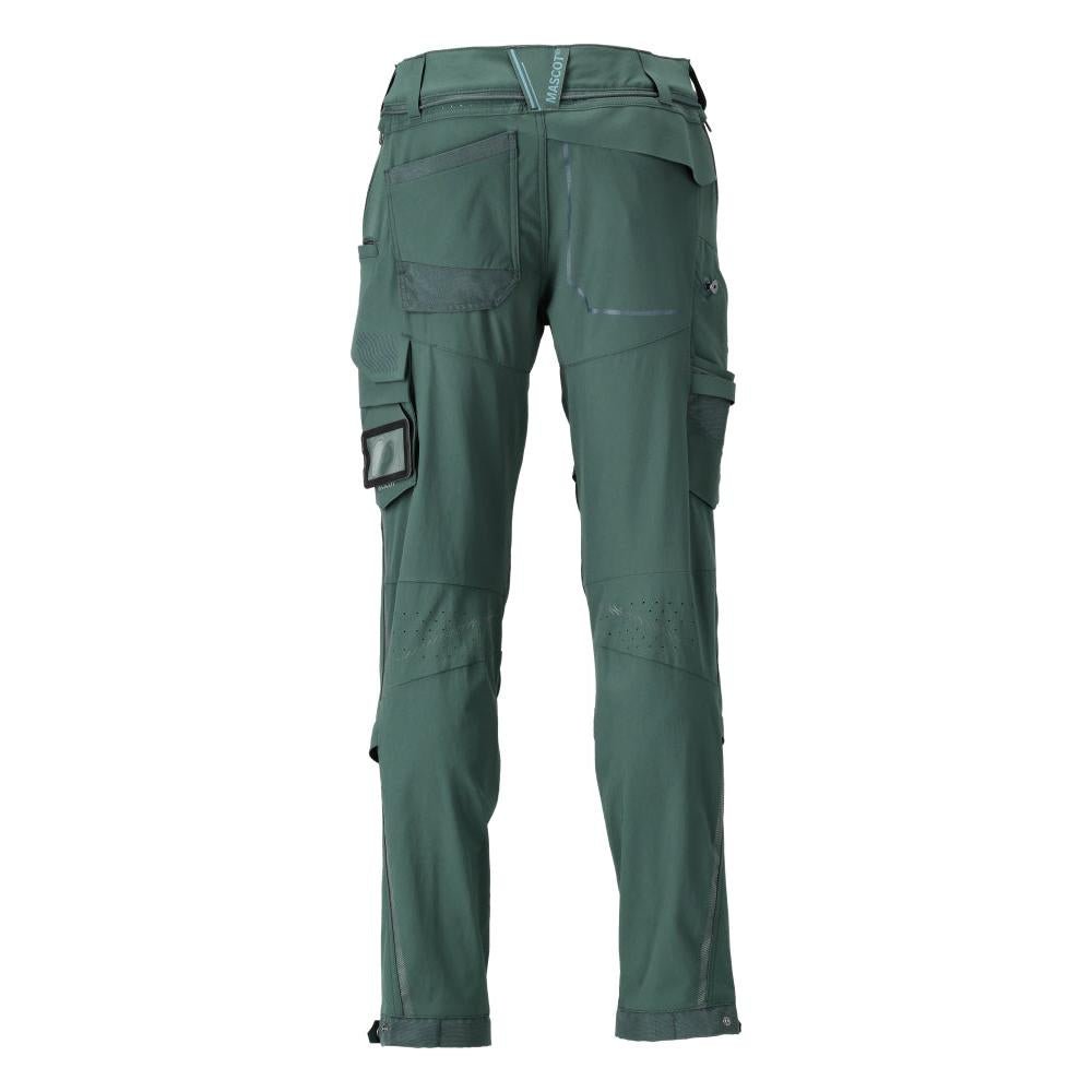 Calças, bolsos nos joelhos, stretch, calças claras, verde floresta