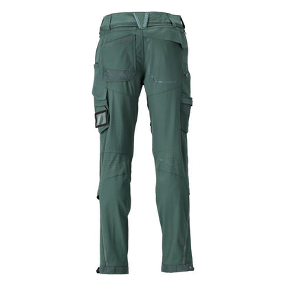 Calças, bolsos nos joelhos, stretch, calças claras, verde floresta